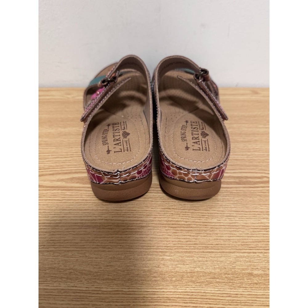 L Artiste Spring Step Sandals Women EU 37 US 6.5-7 Goodys Leather Floral Slides - Picture 4 of 6
